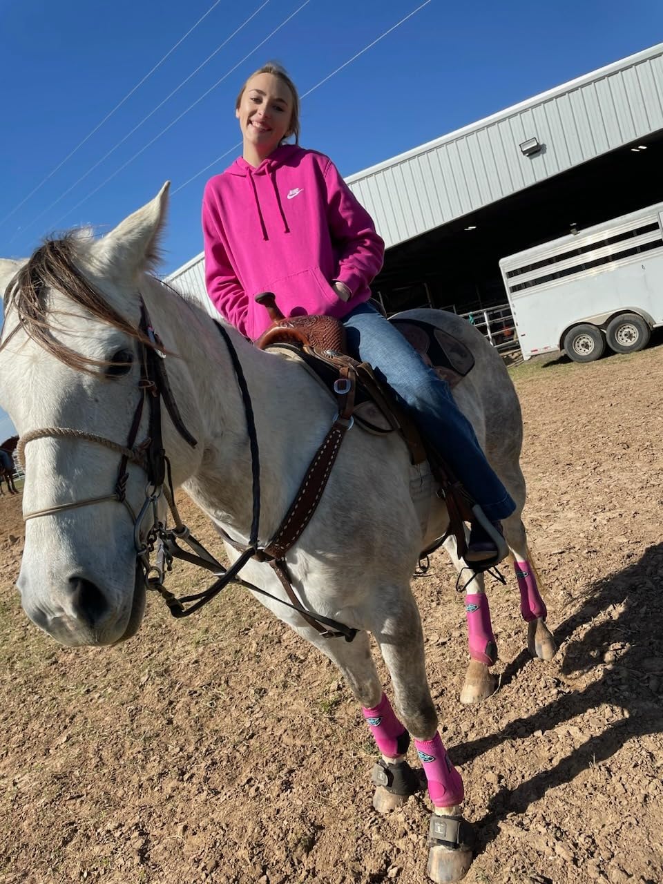 Adjustable Sports Medicine Horse Leg Boots Breathable Neoprene Equine Guards Insect-Repellent Wraps Reduced Fatigue Equestrian Gear - Bule